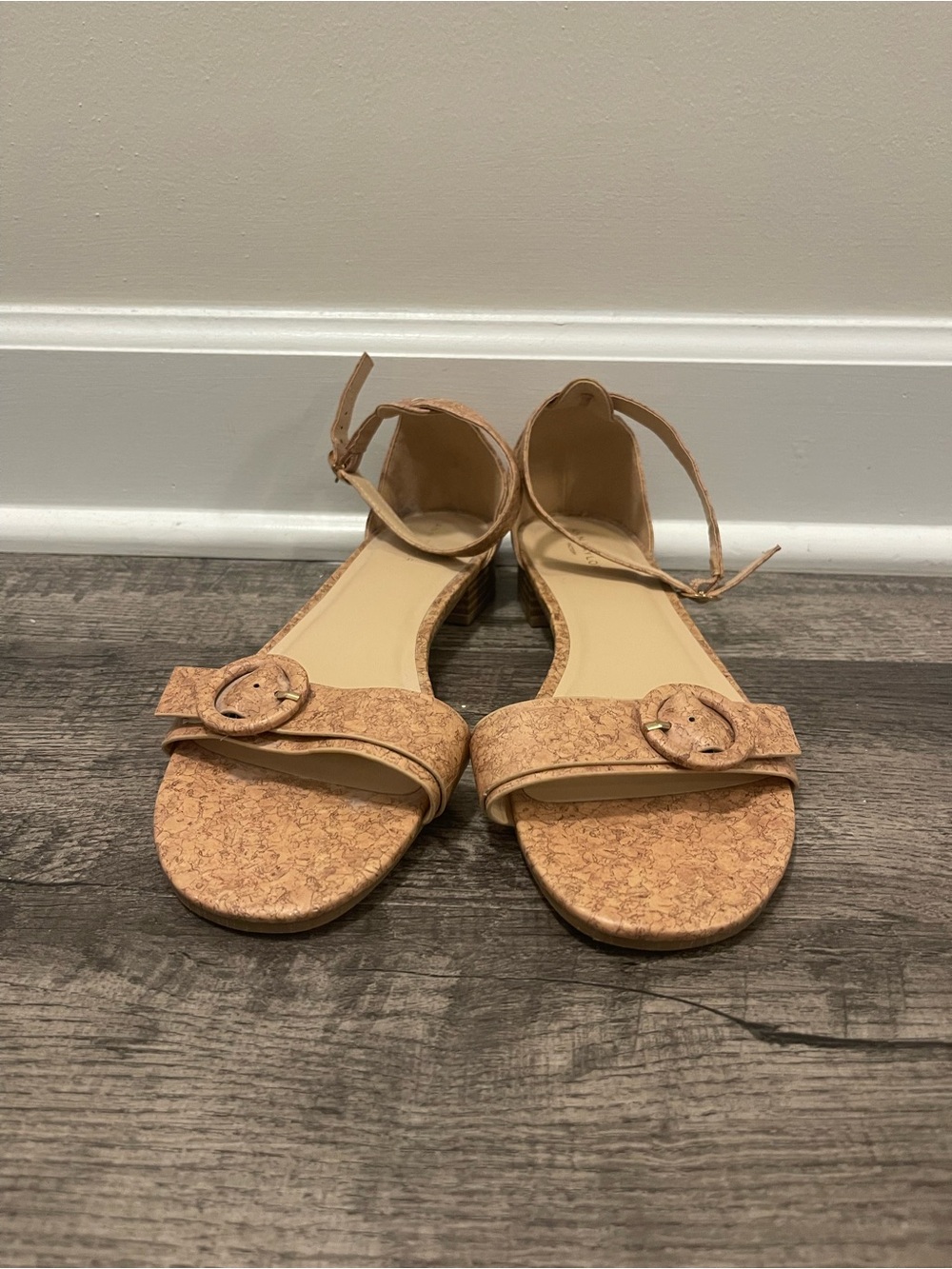 Women's Ann Taylor Cork Textured Ankle Strap Sandals